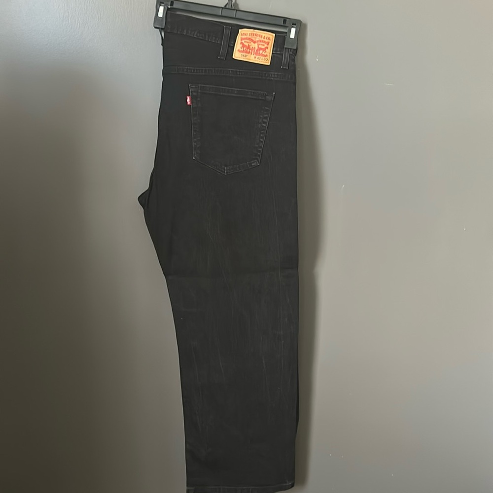 Levi’s Men’s 569 Jean Black Denim Relaxed 5 Pocket Zipper Fly 42x30 Big and Tall